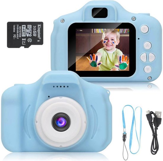 hand Fragiel neus Jukxo Kindercamera Blauw – Inclusief 5 Spellen en 32GB SD-kaart –  Digitale... | bol.com