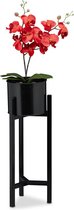 Relaxdays bloempot op standaard - plantenstandaard - bloembakhouder - staal - plantenpot - zwart
