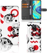 GSM Hoesje Xiaomi Redmi Note 9 Pro | Note 9S Bookstyle Case Skull Red