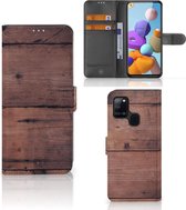 Samsung Galaxy A21s Book Style Case Old Wood