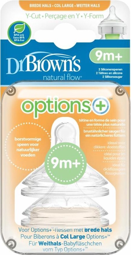 Dr. Brown's Options+ Anti-colic Y-speen - Voor Brede Halsfles - 2 Stuks |  bol.com