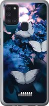 Samsung Galaxy A21s Hoesje Transparant TPU Case - Blooming Butterflies #ffffff