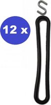 12 x Spanrubber Met S-haak 20 Cm Rubber Zwart 12 Stuks | spanrubbers voor tent/ tent elastieken/ spanrubbers 20 cm.