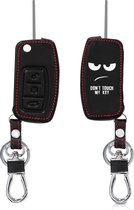 kwmobile autosleutelhoes voor Ford 3-knops inklapbare autosleutel - Hoesje van imitatieleer in wit / zwart - Don't Touch My Key design