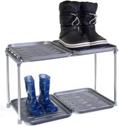 Schoenenrek en laarzenrek met 4 kunststof trays