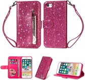 iPhone SE 2020 / 7 / 8 Glitter Bookcase hoesje Portemonnee met rits  - Roze