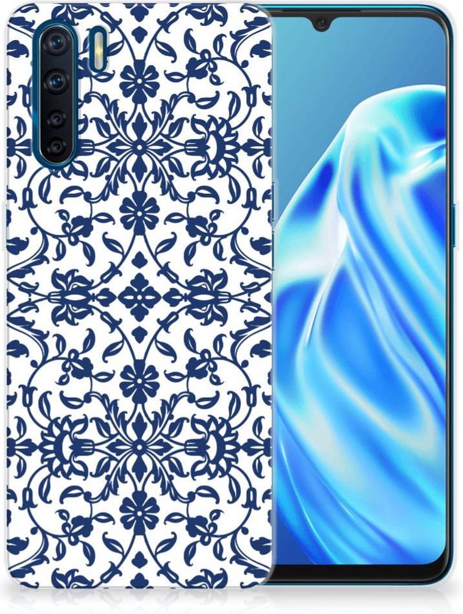 Back Cover voor OPPO A91 TPU Case Flower Blue