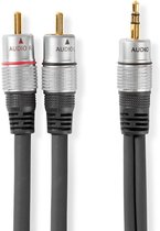 Nedis Stereo-Audiokabel - 3,5 mm Male - 2x RCA Male - Verguld - 2.50 m - Rond - Antraciet - Clamshell