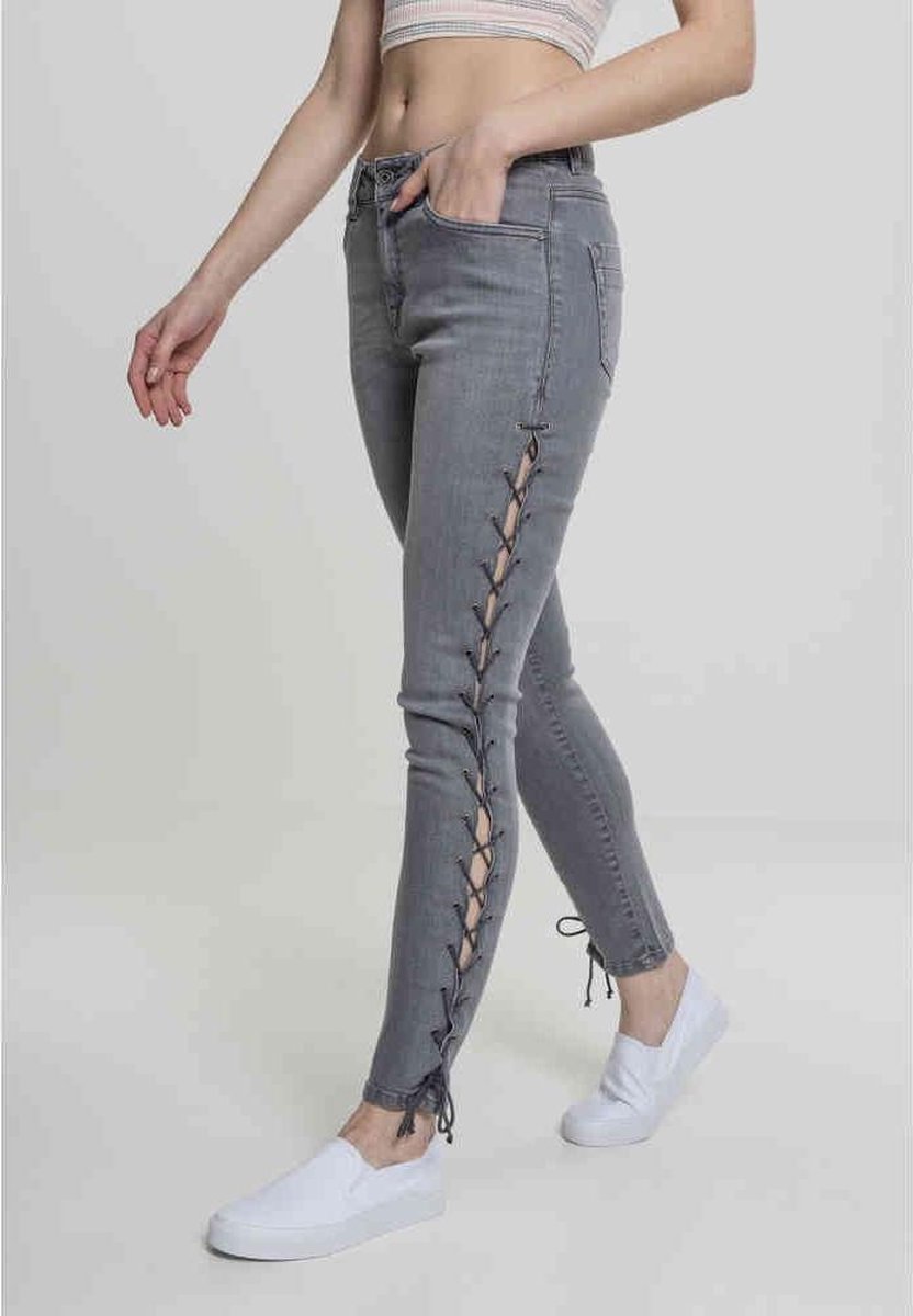 Urban Classics Lace Up Skinny jeans Taille 27 inch Grijs