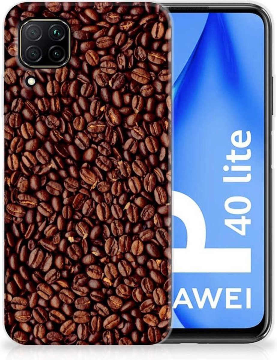Back Cover voor Huawei P40 Lite Siliconen Case Koffiebonen