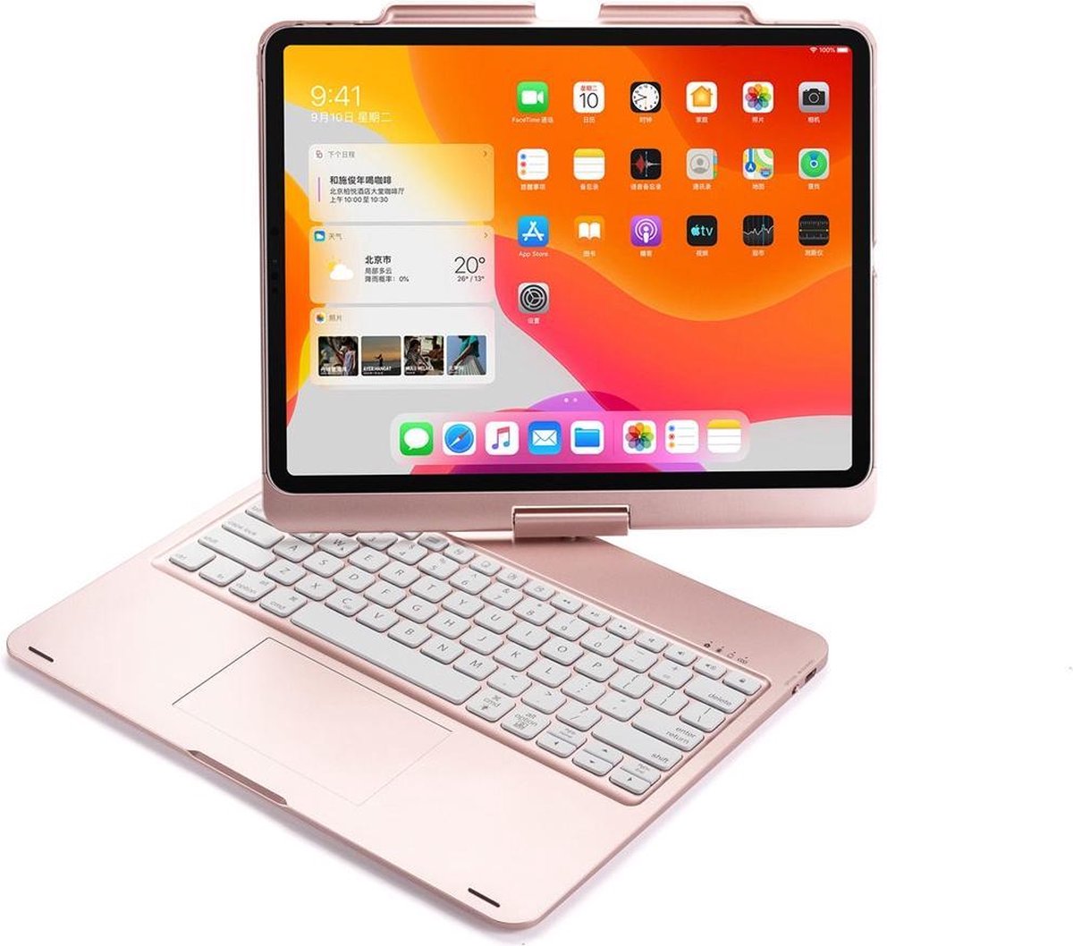 iPad Pro 12.9 2020 (4e gen)/Pro 12.9 (2018) Toetsenbord Hoes hoesje - CaseBoutique - Rose goud - Kunststof