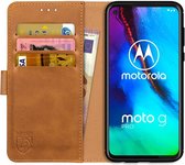 Rosso Element Book Case Wallet Hoesje Geschikt voor Motorola Moto G Pro | Portemonnee | 3 Pasjes | Magneetsluiting | Stand Functie | Licht Bruin