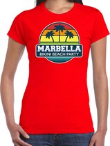 Marbella zomer t-shirt / shirt Marbella bikini beach party voor dames - rood - Marbella beach party outfit / vakantie kleding /  strandfeest shirt XS