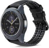 Samsung Galaxy Watch siliconen / leren bandje 45mm / 46mm - zwart  + glazen screen protector