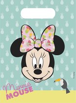 6x Disney Minnie Mouse tropical themafeest uitdeelzakjes/snoepzakjes 6 x 23 cm - Feestzakjes - Kinderfeestje feestartikelen