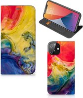 Stand Case Geschikt voor iPhone 12 | Geschikt voor iPhone 12 Pro Smart Cover Watercolor Dark