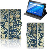 Tablet Book Cover Lenovo Tab E10 Tablet Hoes met Standaard Golden Flowers