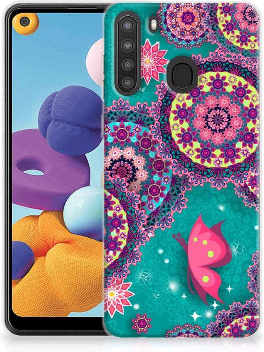 Samsung Galaxy A21 Hoesje maken Cirkels en Vlinders