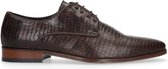 Black label - Heren - Donkerbruine veterschoenen met crocoprint - Maat 41