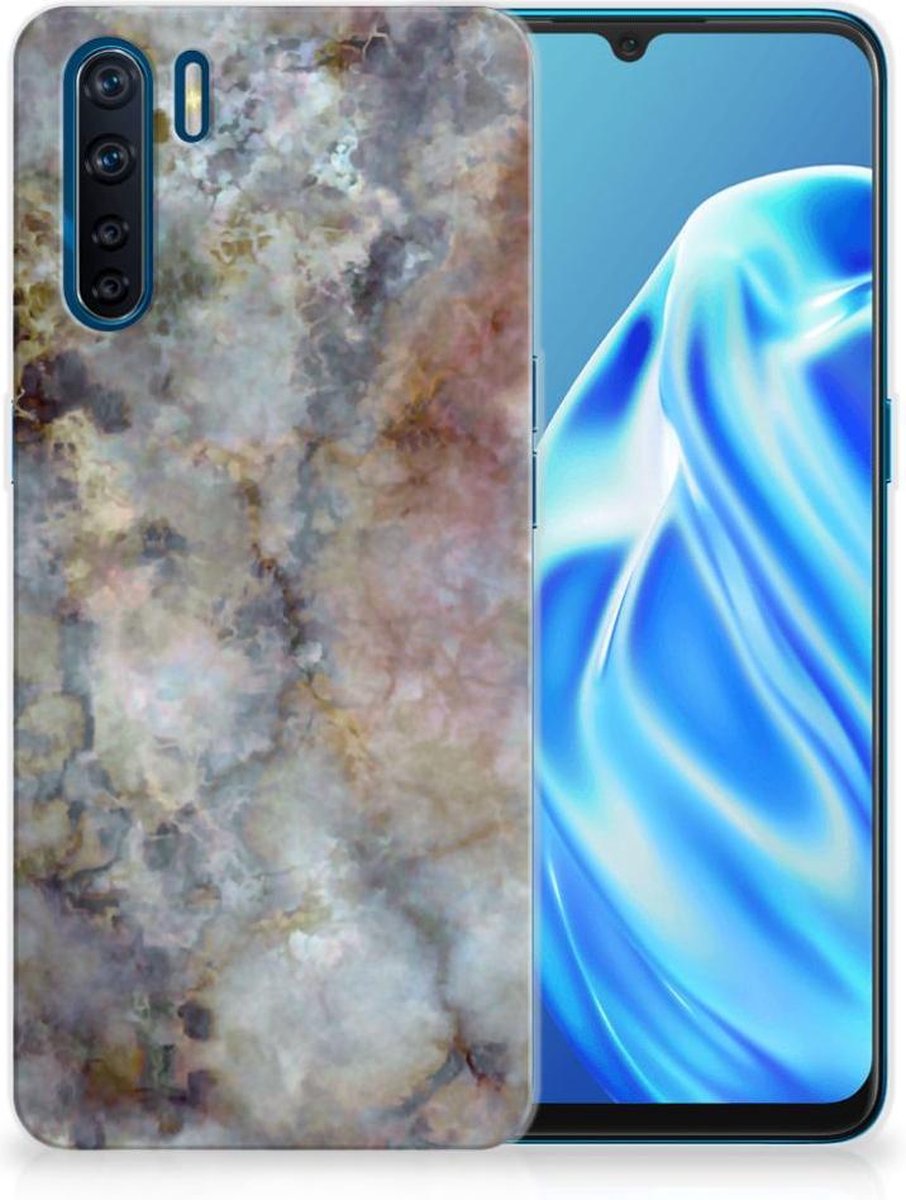OPPO A91 TPU Siliconen Hoesje Marmer Grijs