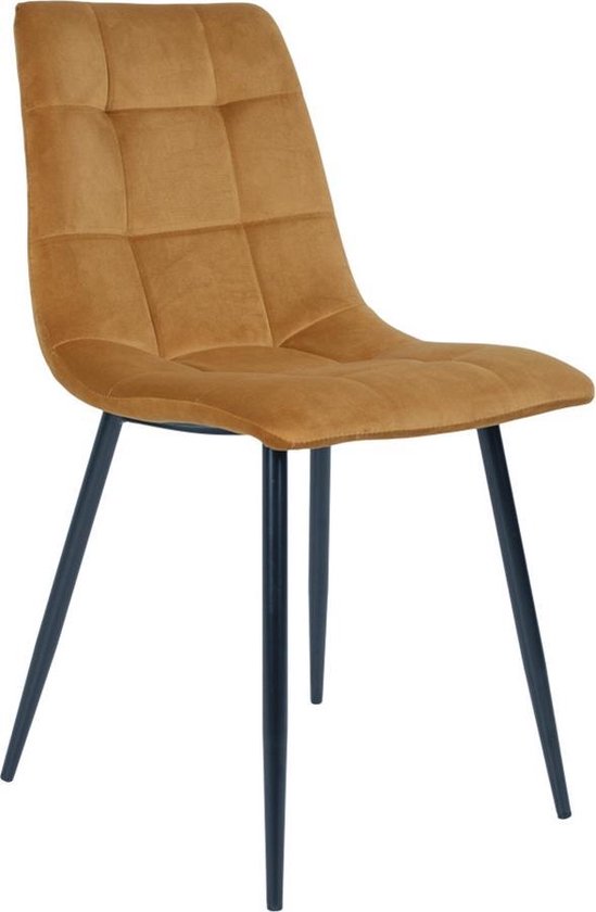 House Collection Chaise de salle à manger en velours Gara Jaune moutarde -  2 pièces | bol