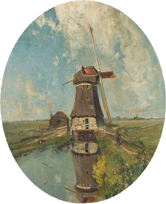 Un moulin sur un canal de polder, Paul Gabriel - Photo sur papier peint Circle - ⌀ 150 cm