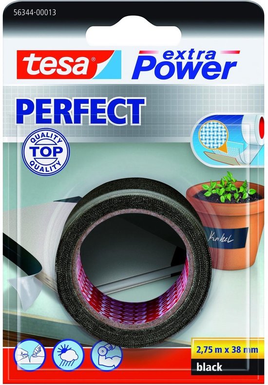 Tesa Extra Power Perfect Tape - Zwart - 2,75 m x 38 mm