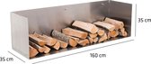 CLP Mendel - Brandhout rek - RVS - Wandmontage 160 cm