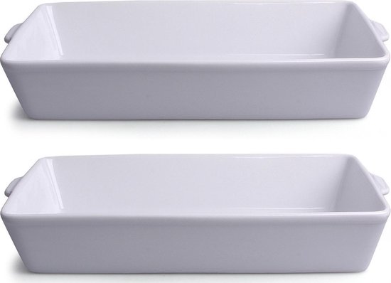 2x Witte ovenschalen van porselein 1,2 liter 32 x 18 cm rechthoekig -  Ovenschotel... | bol.com