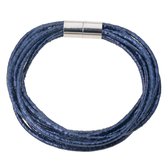 Melady Armband Dames Ø6-7cm Blauw Kunstleer / Metaal Rond Armbandjes