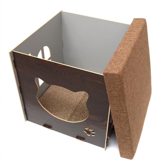 Kattenhuis - LuxeKatten - 3 niveaus - Kussen - Eikenhout