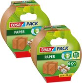 2x Tesa papieren verpakkingstape bruin 25 mtr x 50 mm - Milieuvriendelijk - Klusmateriaal - Verpakkingsmateriaal - Inpakmateriaal - Verpakkingsbenodigdheden - Verpakkingstape/inpaktape - Dozen afsluittape