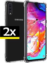 Hoesje Geschikt voor Samsung A70 Hoesje Shockproof Case Siliconen - Hoes Geschikt voor Samsung Galaxy A70 Hoes Cover Siliconen - Transparant - 2 Stuks