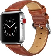 Leren Apple Watch bandje met klassieke zilverkleurige gesp 38mm - 40mm Lichtbruin Watchbands-shop.nl