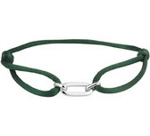 Robimex Collection Armband Groen Satijn - Zilver gerhodineerd