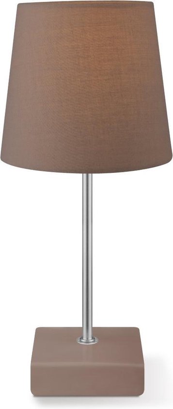 Home Sweet Home - Klassieke tafellamp Arica - Bruin - 15/15/33cm - bedlampje - geschikt voor E14 LED lichtbron - gemaakt van Stoffen