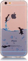 GadgetBay Doorzichtig pinguin hoesje iPhone 6 6s TPU silicone cover zee transparant blauw