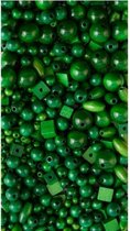 Wooden beads in glass +/-85g dark green