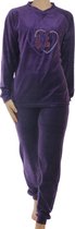 Lunatex velours meiden pyjama Love 9801  - 128  - Fuchsia