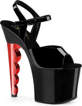 Pleaser Sandaal met enkelband, Paaldans schoenen -38 Shoes- SCALLOP-709CH Paaldans schoenen Zwart/Rood