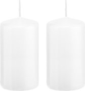 2x Witte cilinderkaarsen/stompkaarsen 6 x 12 cm 40 branduren - Geurloze kaarsen - Woondecoraties