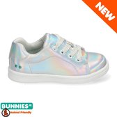 Bunnies JR 220141-990 Meisjes Lage Sneakers - Zilver - Imitatieleer - Veters