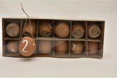 Decoratie Eieren - Open Kippeneieren Bruin Met Touw En Nummer - 12 Stuks
