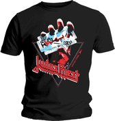 Judas Priest Heren Tshirt -L- British Steel Hand Triangle Zwart
