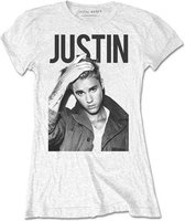 Justin Bieber - Bold Dames T-shirt - XL - Wit