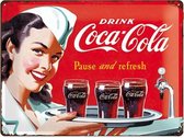 Coca Cola Waitress, Retro reclame wandbord, Reclamebord Amerika USA. metaal
