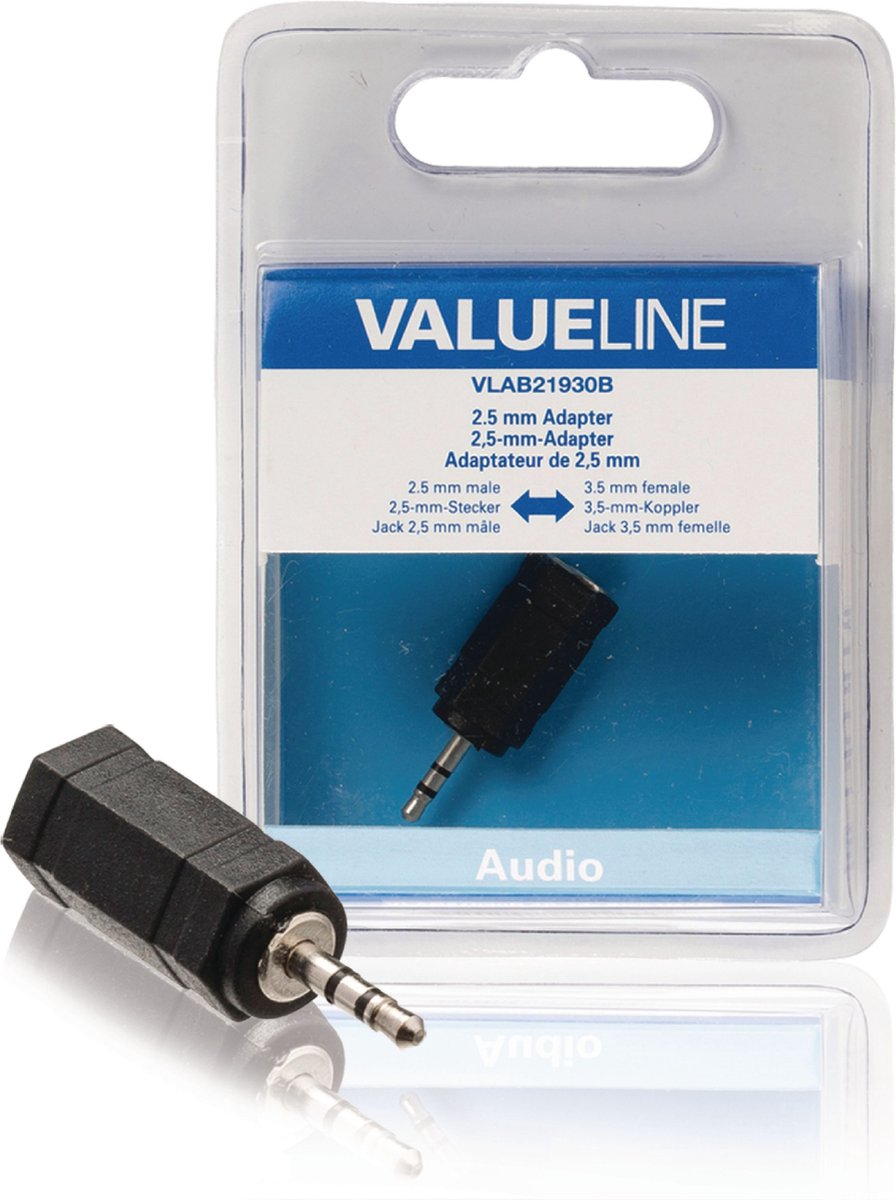 Valueline VLAB21930B Audio-adapter 2,5 mm Male - 3,5 mm Female Zwart