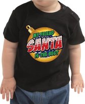 Kerst t-shirt my friend Santa is the best zwart - baby - kerst kleding - jongen / meisje 68 (3-6 maanden)