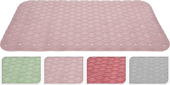 Rode antislip mat voor douchecabine/bad 69x39 cm - Badkamer accessoires - Badkamer/douche matten - Vloermat voor de badkamer