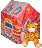 Tente de jeu des pompiers relaxdays - tente pour enfants à l'intérieur - salle de jeux chambre d'enfants - rouge